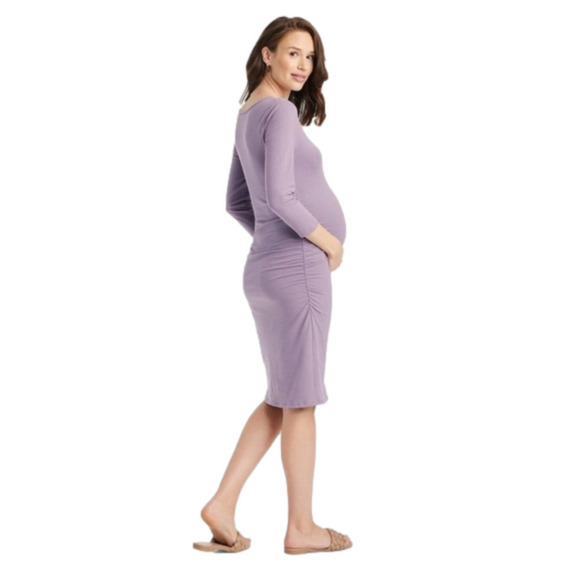 Isabel by Ingrid + Isabel maternity midi stretchy casual dress 3/4 sleeves NWT - Picture 1 of 6